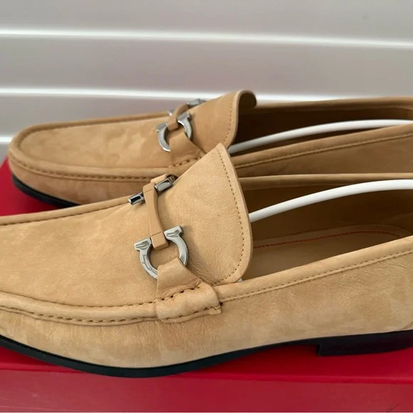 Salvatore Ferragamo Grandioso Suede Loafer camel color Men's size 12E. Ret. $850